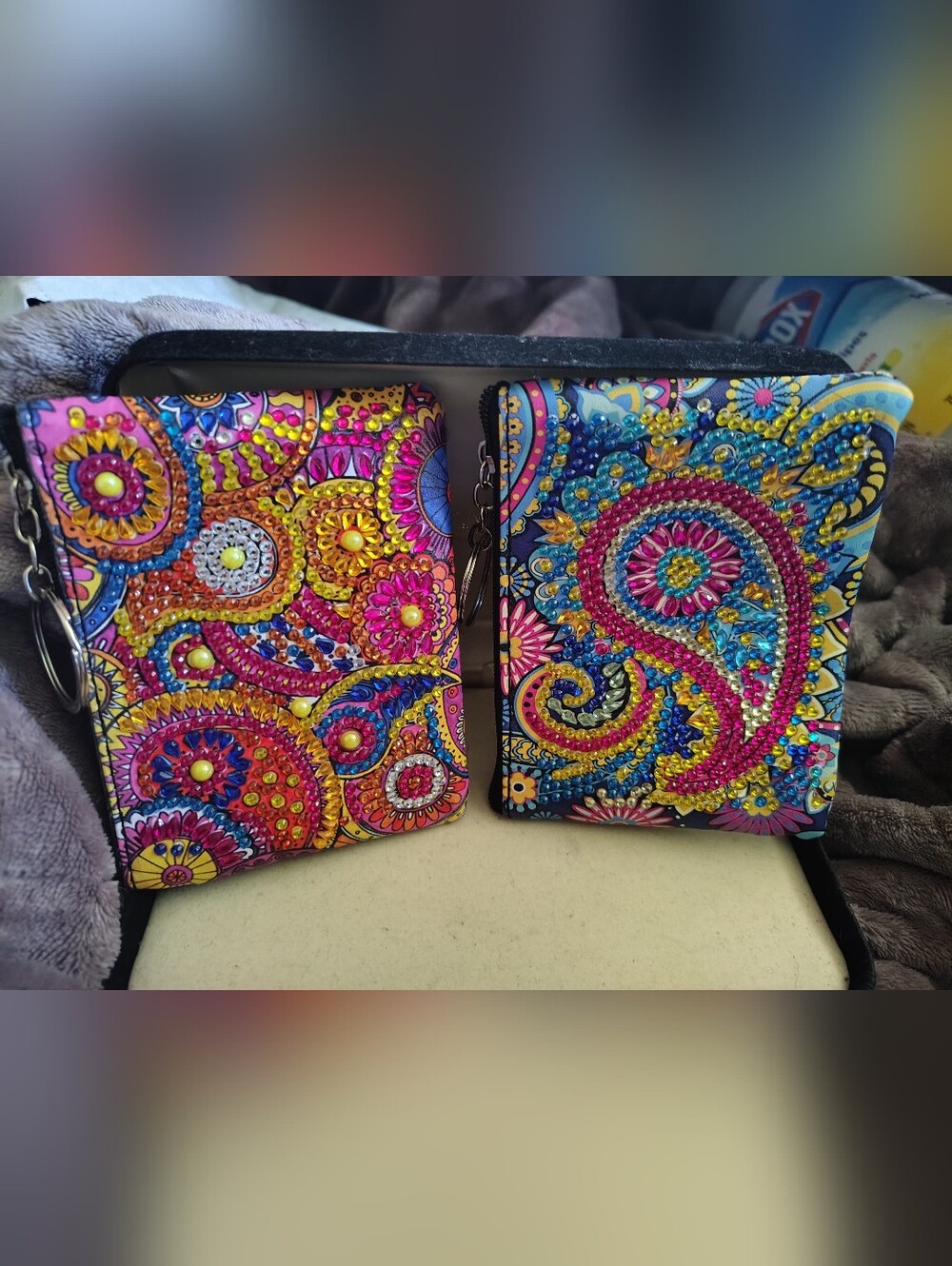 👛Handmade 5D Diamond Painting Paisley Coin Pouch Keychain Wallet